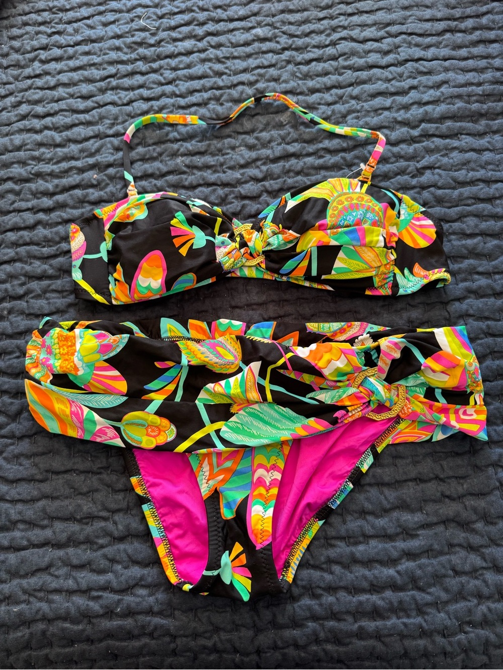 Trina Turk Black Multicolor Floral Bikini